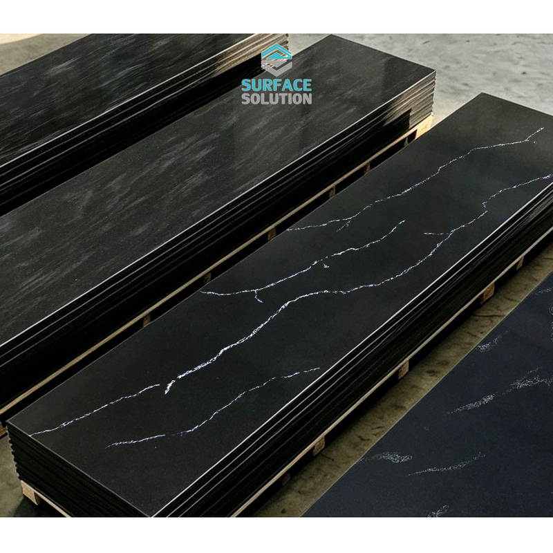 Hot Selling in Australia Thermoforming Artificial Stone Black Marble Pattern 12mm Composite Pmma Acrylic Solid Surface for Kitchen Benchtop