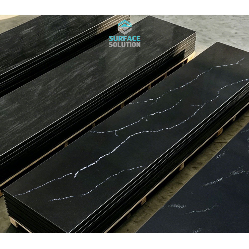Hot Selling in Australia Thermoforming Artificial Stone Black Marble Pattern 12mm Composite Pmma Acrylic Solid Surface for Kitchen Benchtop