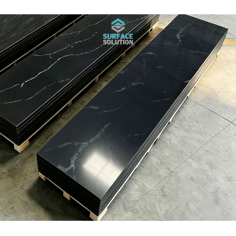 Hot Selling in Australia Thermoforming Artificial Stone Black Marble Pattern 12mm Composite Pmma Acrylic Solid Surface for Kitchen Benchtop