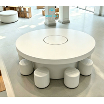 Factory Customized White Color Acrylic Solid Surface Sheet Material Round Mobile Phone Display Counter Top