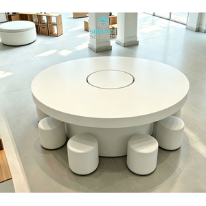 Factory Customized White Color Acrylic Solid Surface Sheet Material Round Mobile Phone Display Counter Top
