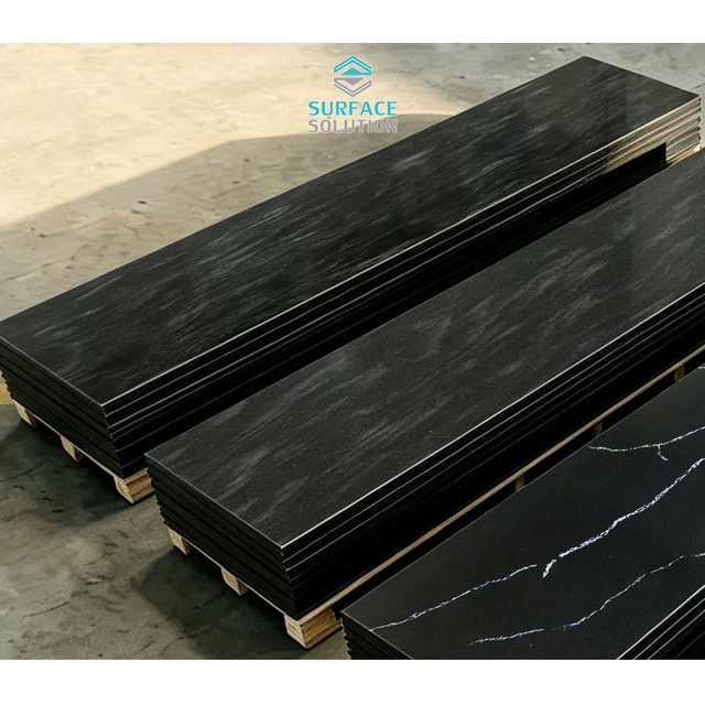 Hot Selling in Australia Thermoforming Artificial Stone Black Marble Pattern 12mm Composite Pmma Acrylic Solid Surface for Kitchen Benchtop