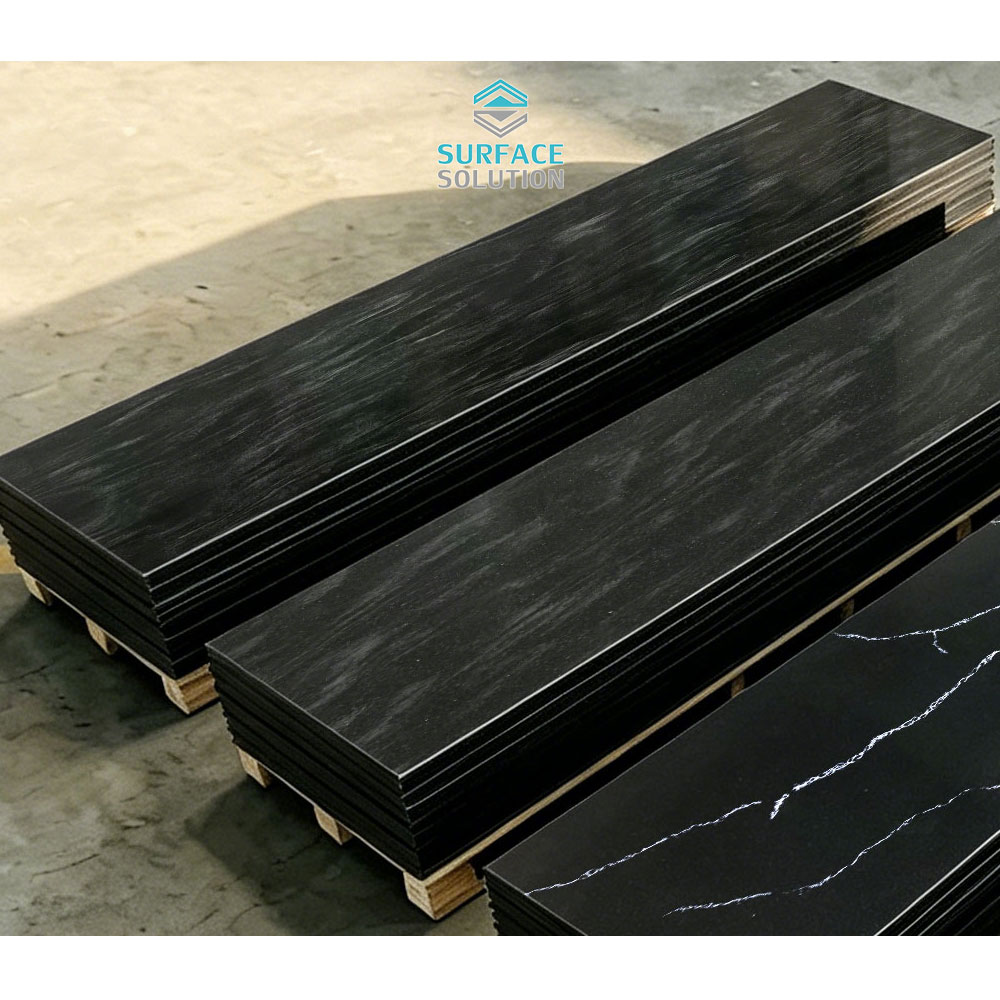 Hot Selling in Australia Thermoforming Artificial Stone Black Marble Pattern 12mm Composite Pmma Acrylic Solid Surface for Kitchen Benchtop