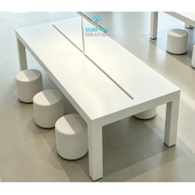 Factory Customized White Color Acrylic Solid Surface Sheet Material Mobile Phone Display Counter Table for Shop