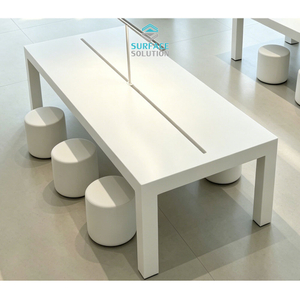 Factory Customized White Color Acrylic Solid Surface Sheet Material Mobile Phone Display Counter Table for Shop